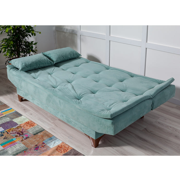 Canapea Extensibila cu 3 Locuri Asi Home Kelebek - Sea Green Lemn de Pin|SOHO 85X190X90 cm