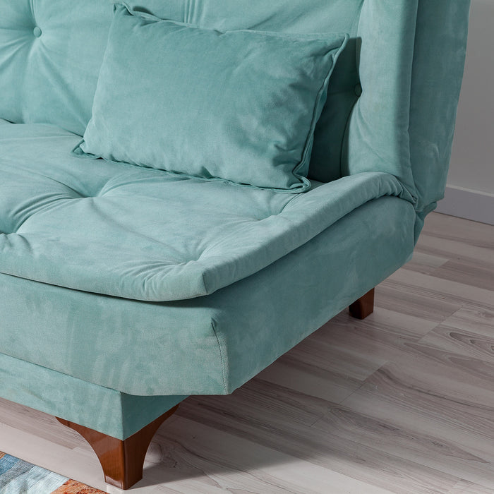 Canapea Extensibila cu 3 Locuri Asi Home Kelebek - Sea Green Lemn de Pin|SOHO 85X190X90 cm