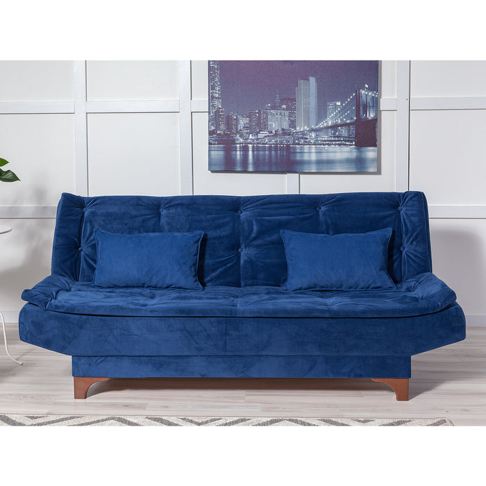 Canapea Extensibila cu 3 Locuri Asi Home Kelebek - Dark Blue Lemn de Pin|SOHO 85X190X90 cm