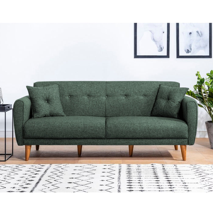 Canapea Extensibila cu 3 Locuri Asi Home Aria - Green  Lemn de Tei 80X205X85 cm