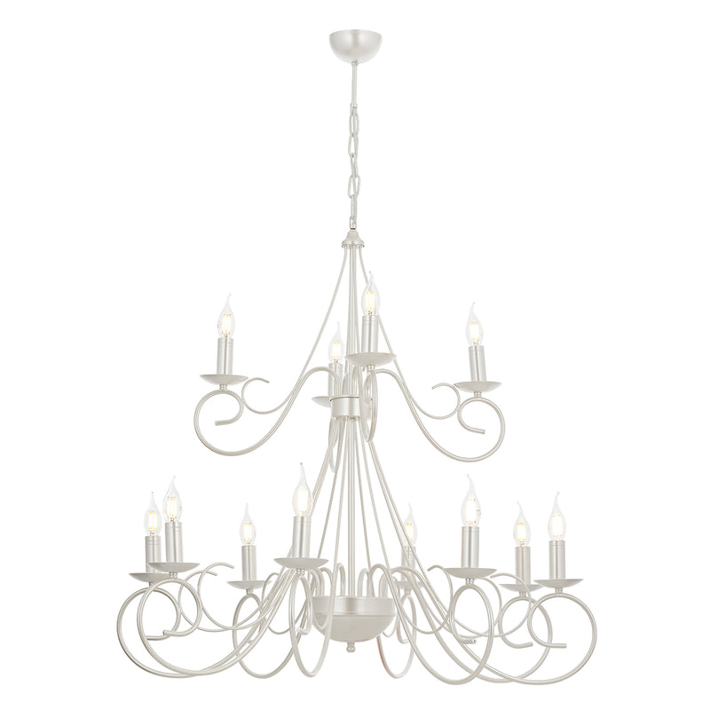 Lustra Moderna Slia Asi Home , 12 brate, 12xE14-40W, alb sidefat 1460-46-12