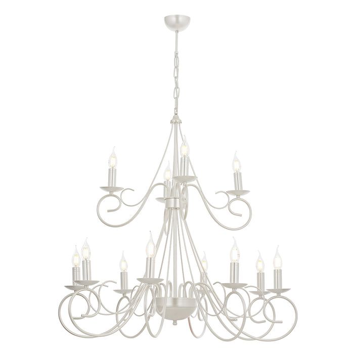 Lustra Moderna Slia Asi Home , 12 brate, 12xE14-40W, alb sidefat 1460-46-12