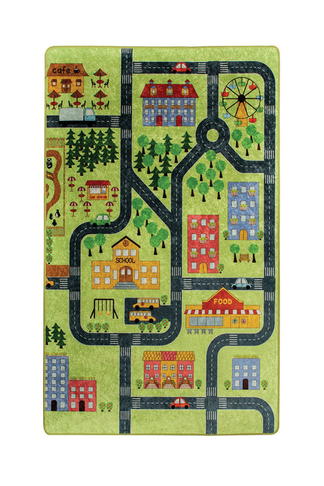 Covor Camera Copii Asi Home Small Town - Green Poliester 140X190 cm