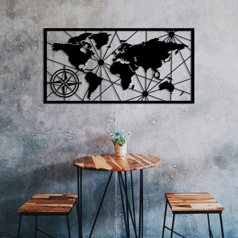 Accesoriu Iluminat Asi Home World Map Medium 2, Negru, 100x50 cm