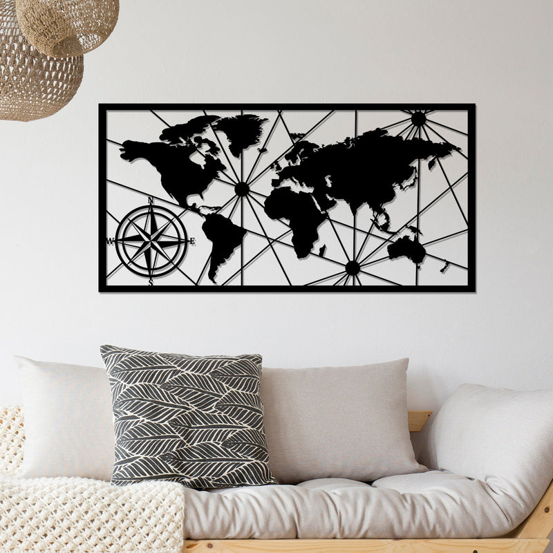 Accesoriu Iluminat Asi Home World Map Large 2, Negru, 120x60 cm