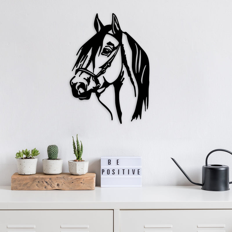 Accesoriu Iluminat Asi Home Horse Head, Negru, 40x55 cm