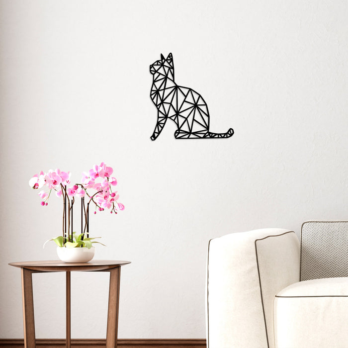 Decoratiune de Perete din Lemn Asi Home Cat Lemn 48X46 cm