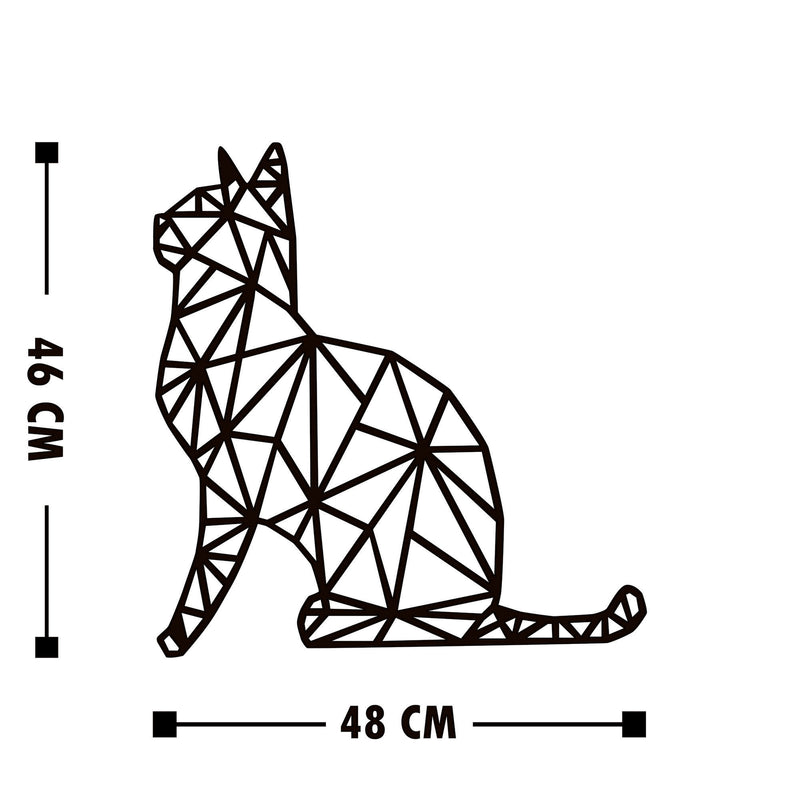 Decoratiune de Perete din Lemn Asi Home Cat Lemn 48X46 cm