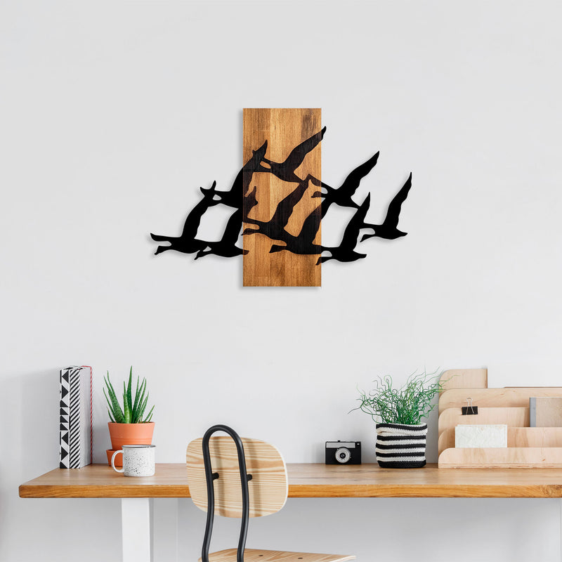 Decoratiune de Perete din Lemn Asi Home Migrant Birds - 375 Lemn 84X58 cm