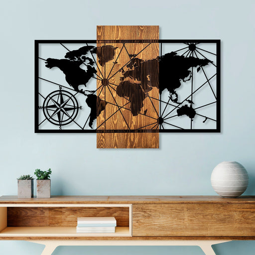Accesoriu Iluminat Asi Home World Map 3-M, Walnut, 57x84 cm