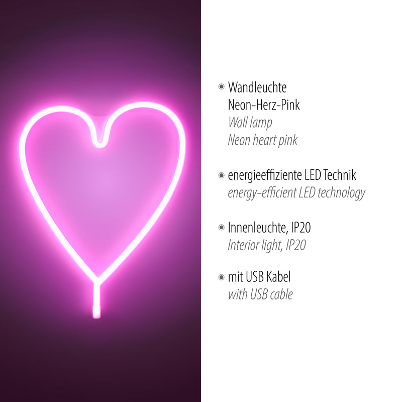 Aplica Paul Neuhaus NEON-HERZ LED Roz