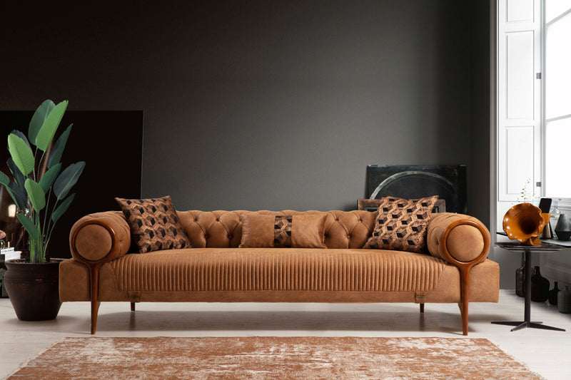 Canapea Rolex Inev Asi Home, Cognac, lungime 251cm, latime 102cm, inaltime 69cm