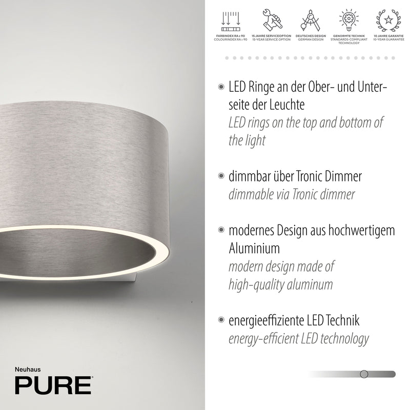 Aplica Paul Neuhaus PURE CLIPSE 2xLED Aluminiu