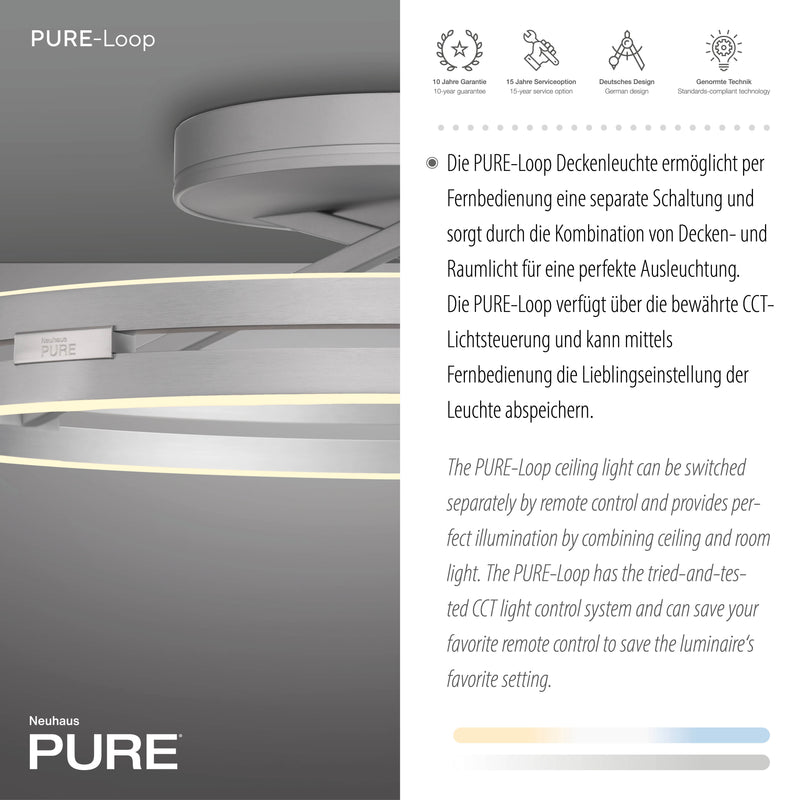 Plafoniera Paul Neuhaus PURE LOOP 2xLED Aluminiu