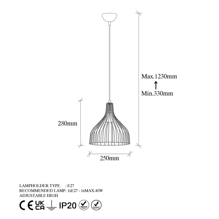 Lustra Asi Home Cafu - 11565 Metal 25X25X123 cm