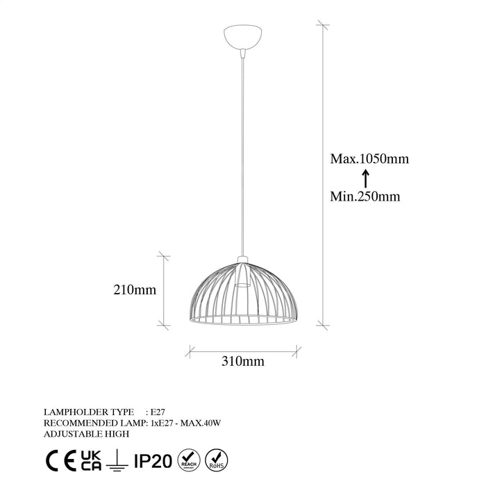 Lustra Asi Home Telkure - 11975 Metal 31X31X105 cm