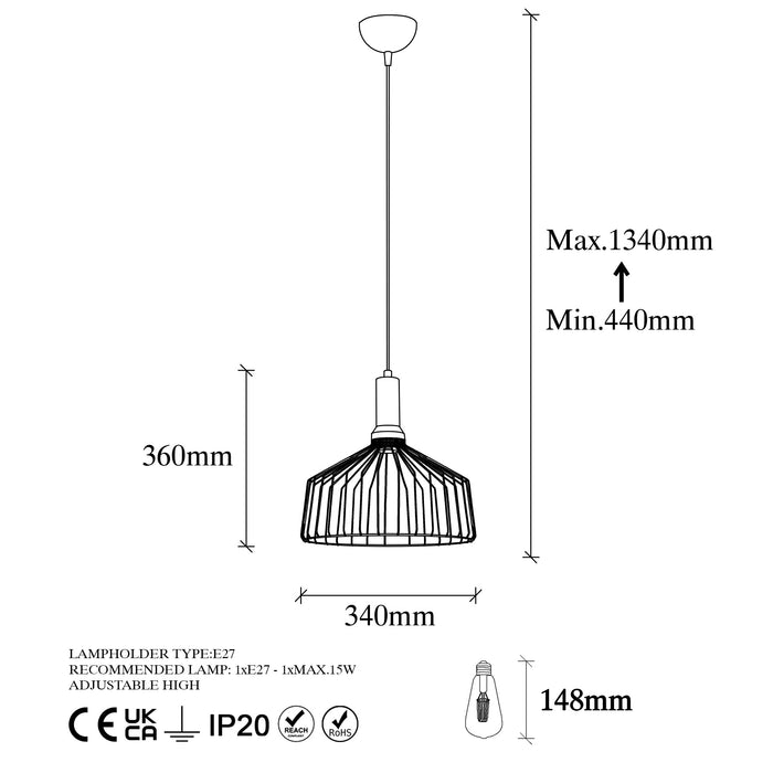 Lustra Asi Home Dear - 11200 Metal 34X34X134 cm