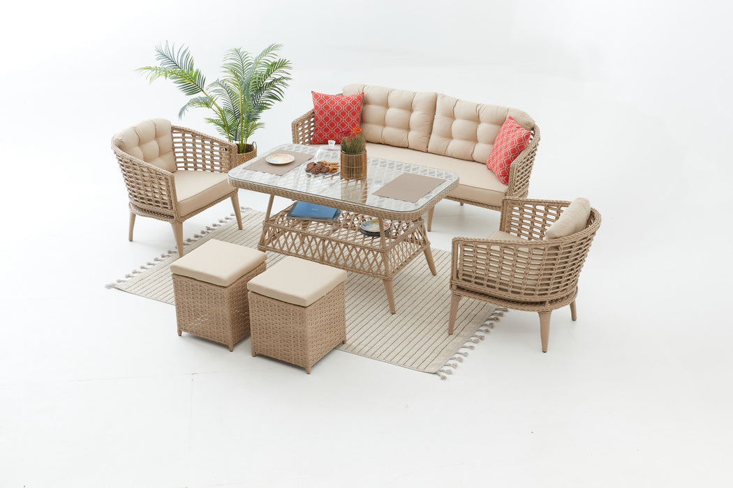 Set Lounge de Gradina Asi Home Linda Rattan (3+1+1+S)