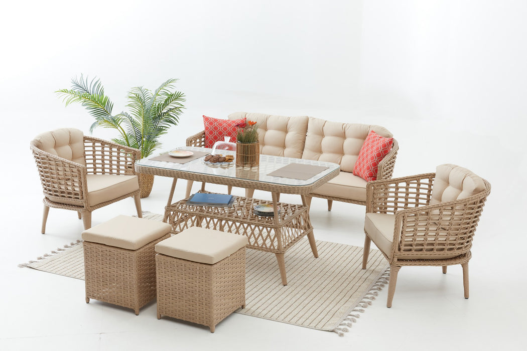 Set Lounge de Gradina Asi Home Linda Rattan (3+1+1+S)