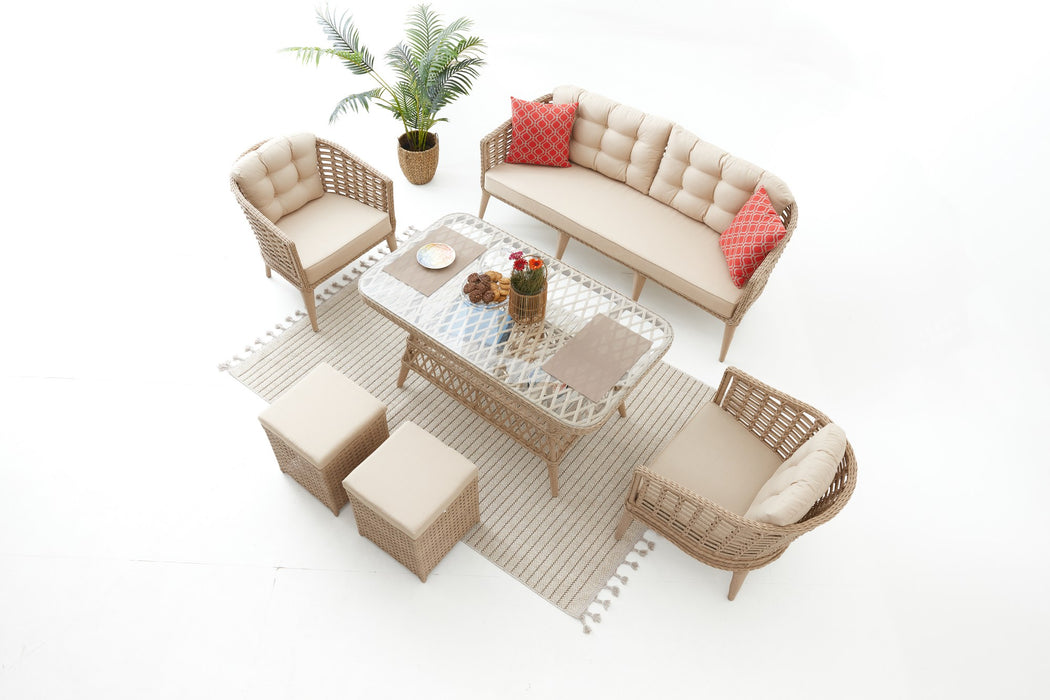 Set Lounge de Gradina Asi Home Linda Rattan (3+1+1+S)