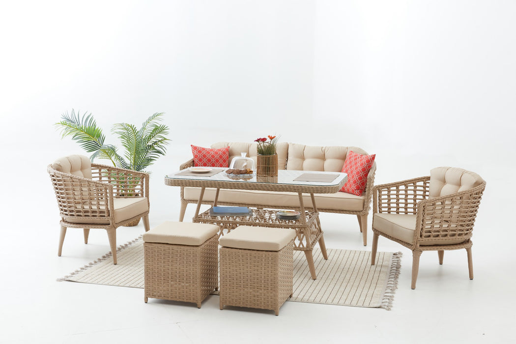 Set Lounge de Gradina Asi Home Linda Rattan (3+1+1+S)