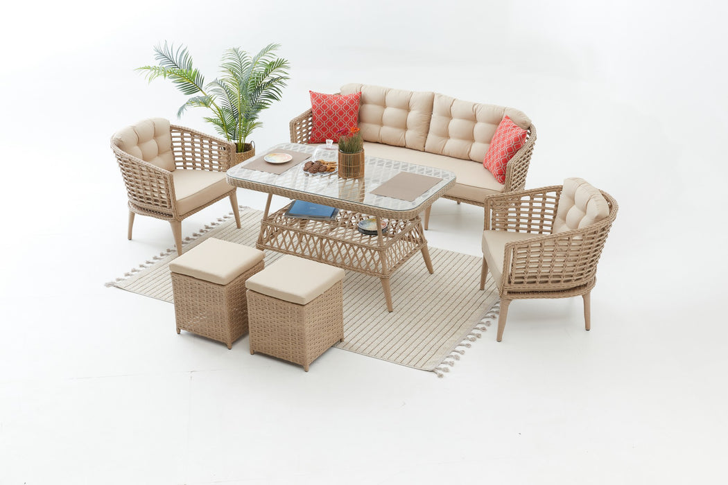 Set Lounge de Gradina Asi Home Linda Rattan (3+1+1+S)