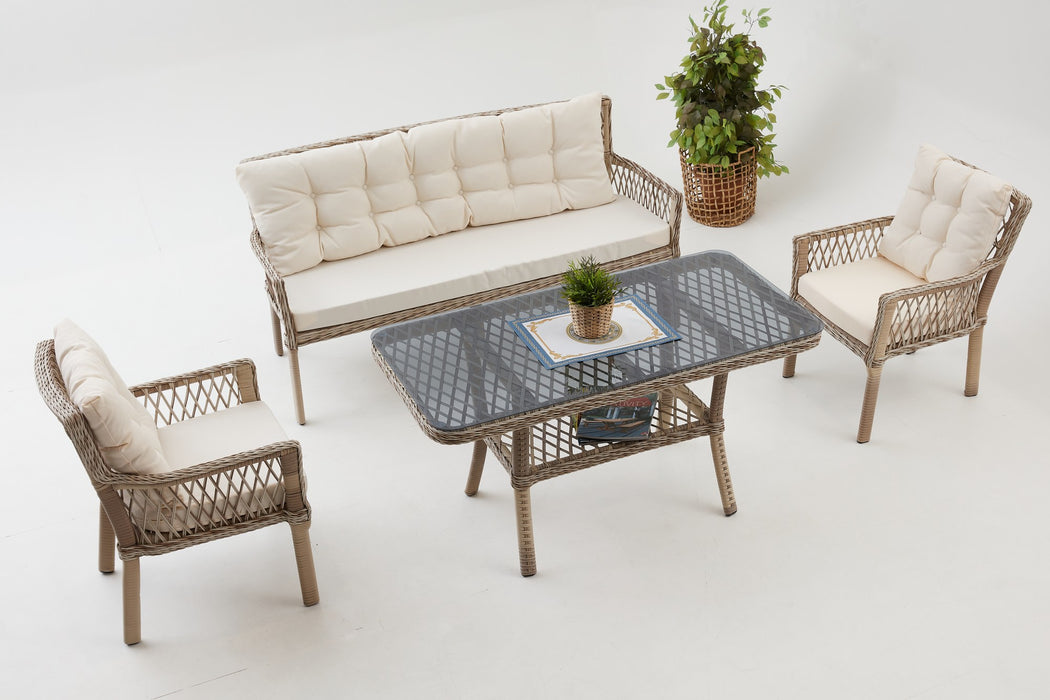 Set Lounge de Gradina Asi Home Rattan pur (3+1+1+S)