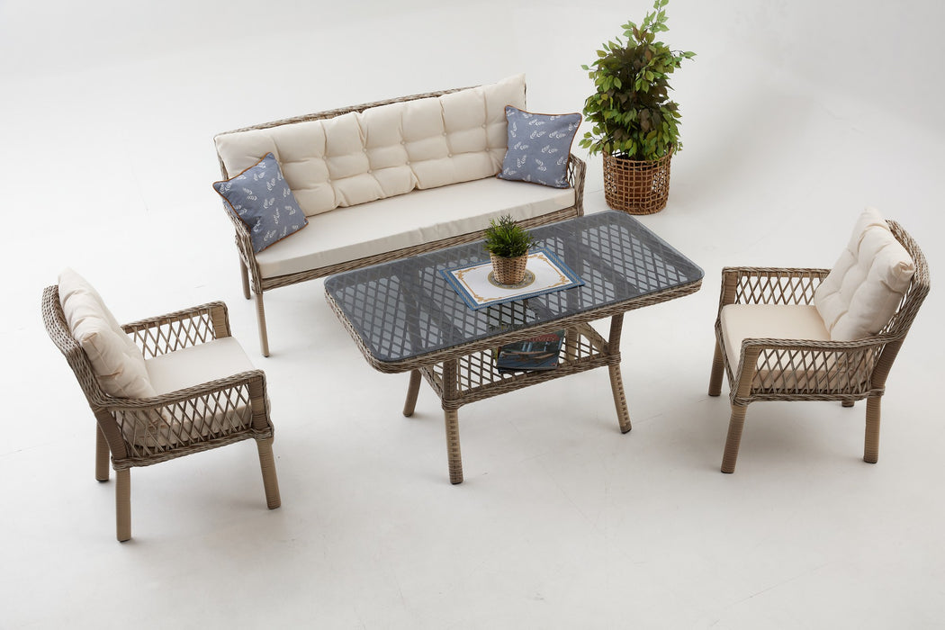 Set Lounge de Gradina Asi Home Rattan pur (3+1+1+S)