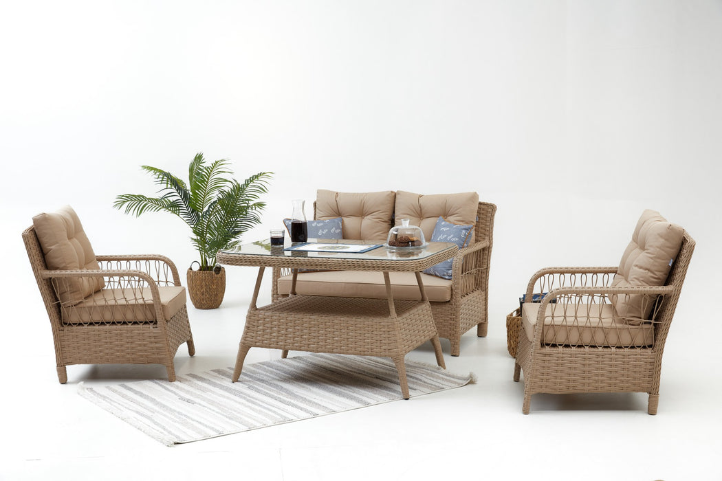 Set Lounge de Gradina Asi Home Vera Rattan (2+1+1+S)