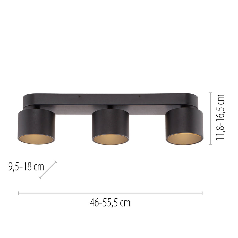 Plafoniera Paul Neuhaus PURE CUP 3xLED Negru