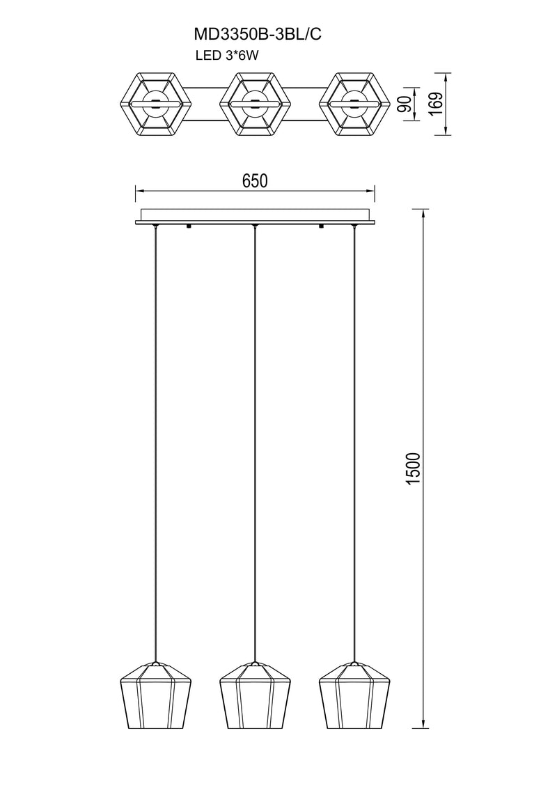 Lustra Zuma Line COLORE 3xLED Transparent