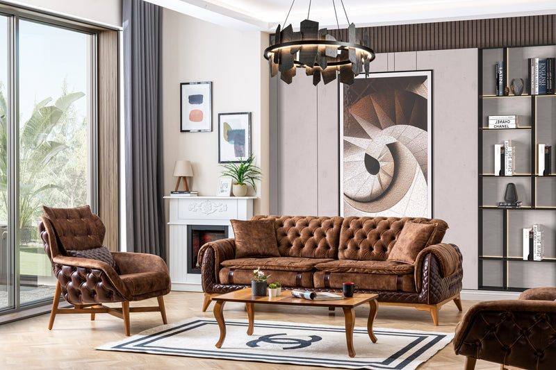 Fotoliu Bergere Inev Marvel Asi Home, maro, lungime 82cm latime 99cm, Inaltime 97cm
