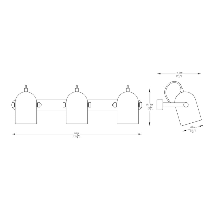 Aplica Zuma Line 3xE27 Negru Mat / Auriu / Alb