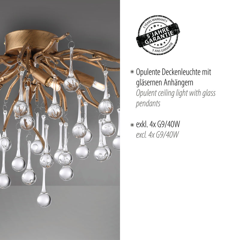 Plafoniera Paul Neuhaus ICICLE 4xG9 Alama Vintage