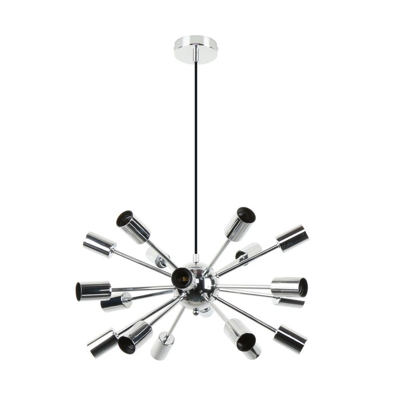 Lustra suspendata Mandi A8181-18-CH 18 x E27 MAX 40W Ø51 H148 corp metalic negru abajururi cromate