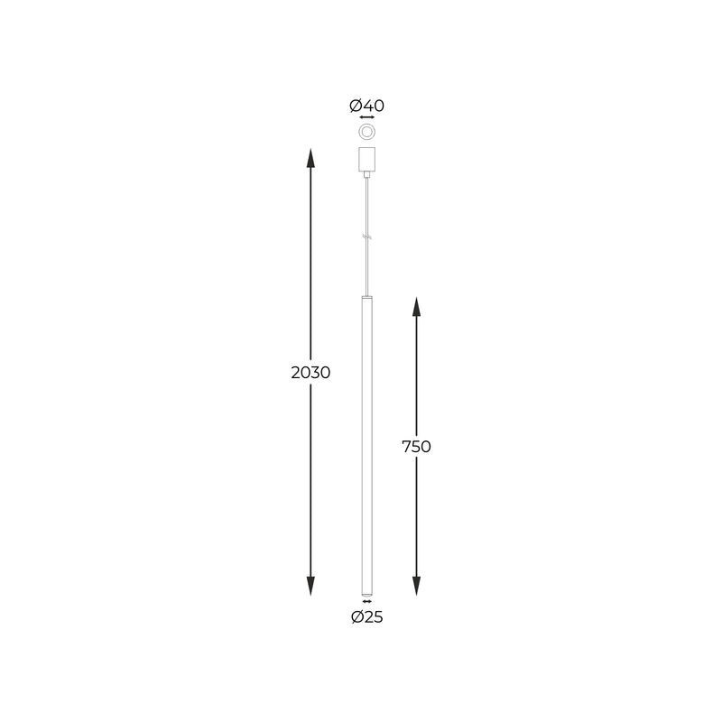 Lustra suspendată Nova A8187M 1 x G9 MAX 4W Ø2,5 H203 metal negru și corp auriu
