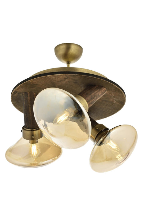 Lustră Avonni AR-1682-3E, finisaj antichizat, Ø35 cm, 3xE14, metal și lemn și sticlă, design vintage elegant