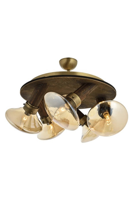 Lustră Avonni AR-1682-5E, finisaj antichizat, Ø50 cm, 5xE14, metal și lemn și sticlă, design vintage elegant