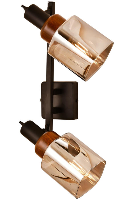 Lustră Avonni AR-1920-2Y-BSY, vopsea neagră, , 2xE27, metal și lemn și sticlă, design vintage elegant