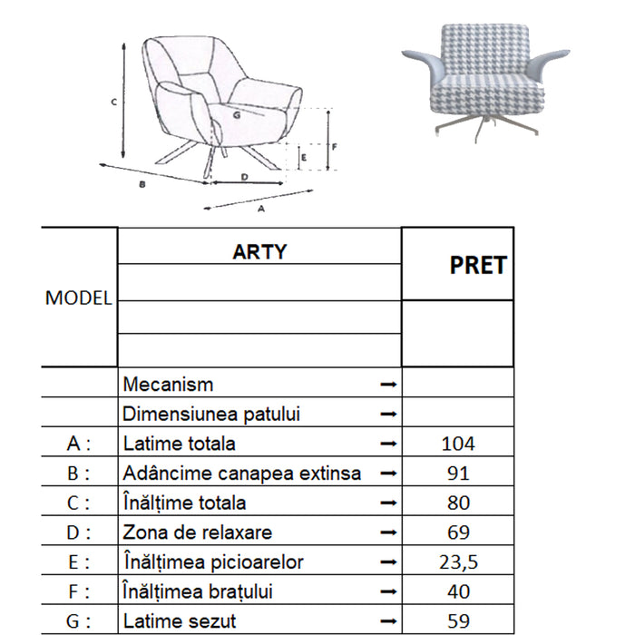 Fotoliu Bergere Arty Inev Asi Home, Textil Boucle, Ekose Albastru Alb, lungime 104cm latime 91cm, Inaltime 80cm