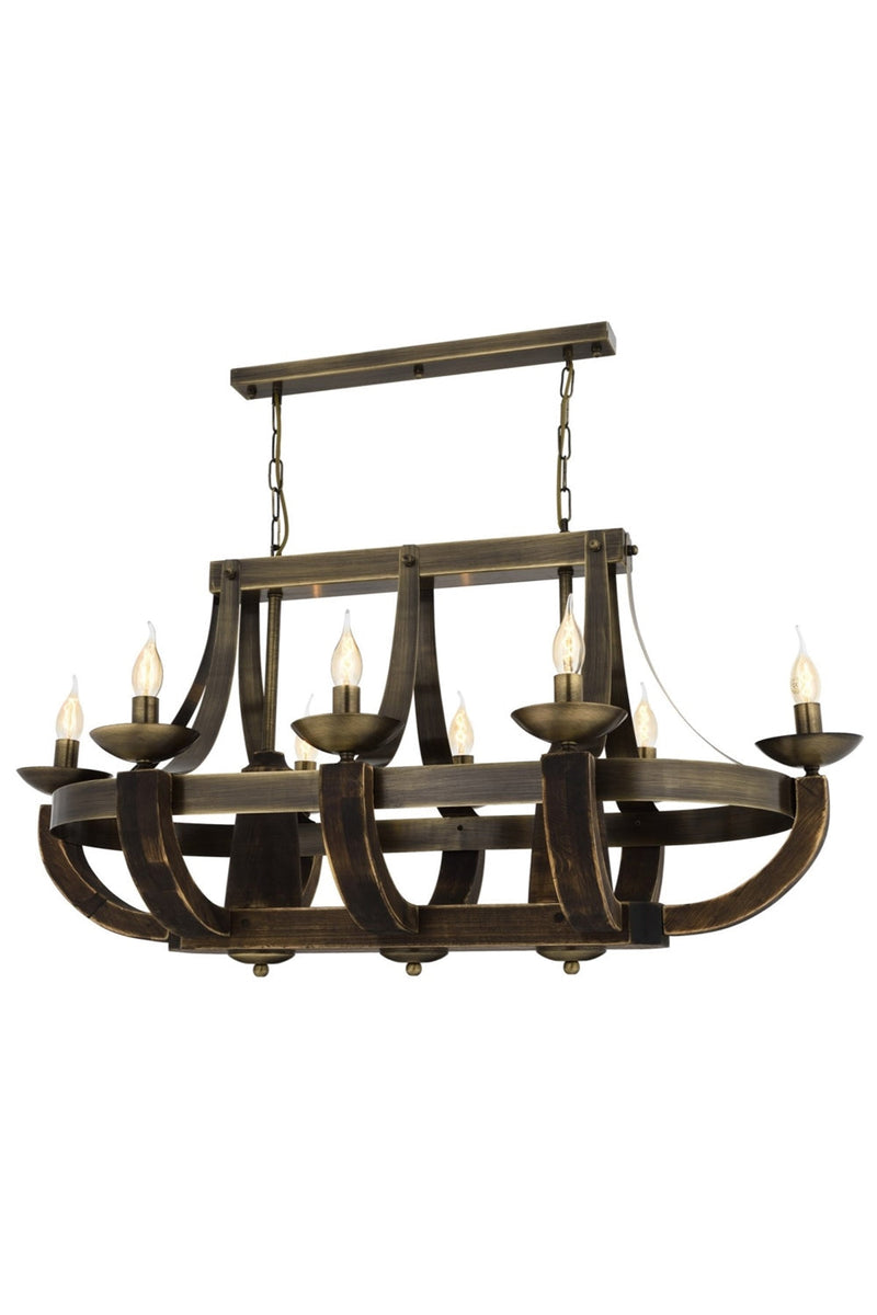 Lustră Avonni AV-1644-8E-YM, finisaj antichizat, , 8xE14, metal și lemn, design vintage elegant