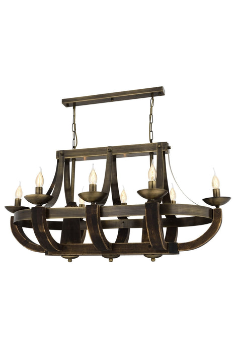 Lustră Avonni AV-1644-8E-YM, finisaj antichizat, , 8xE14, metal și lemn, design vintage elegant