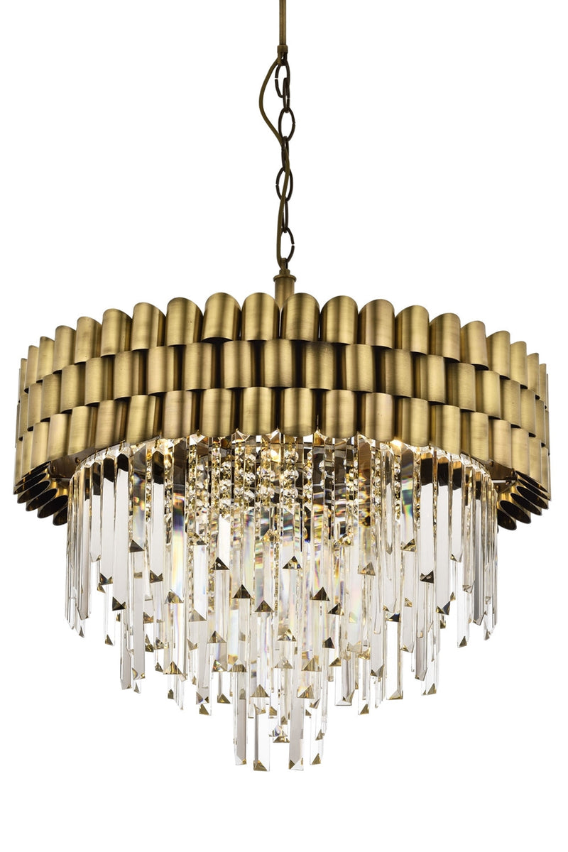 Lustră Avonni AV-1727-E60, finisaj antichizat, Ø60 cm, 6xE27, metal și cristal și sticlă, design vintage elegant