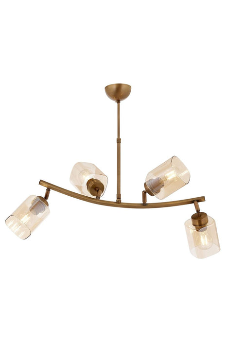 Lustră Avonni AV-1836-4E-YM, finisaj antichizat, , 4xE27, metal și sticlă, design vintage elegant