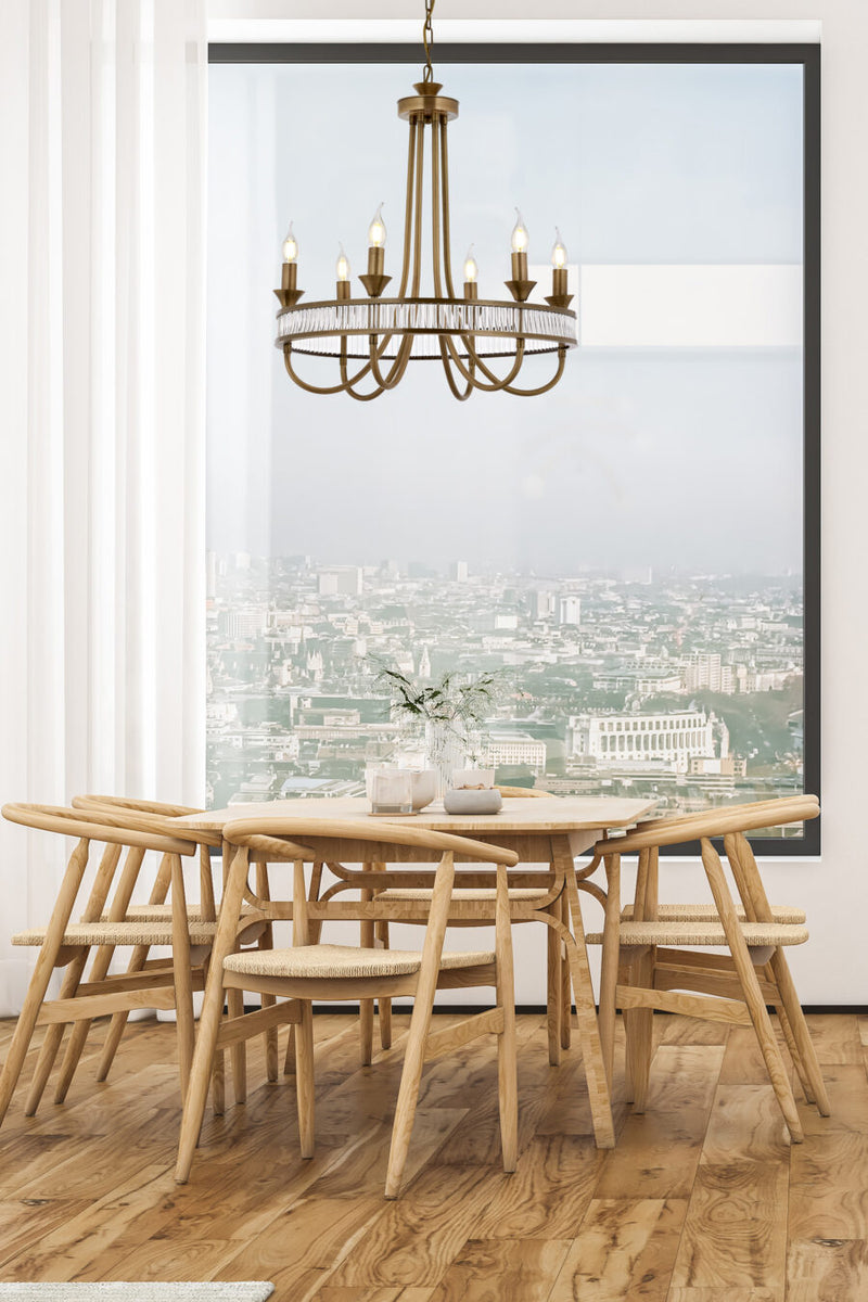 Lustră modernă Avonni Antic, 6xE14, Ø60 cm, metal eskitme și cristale