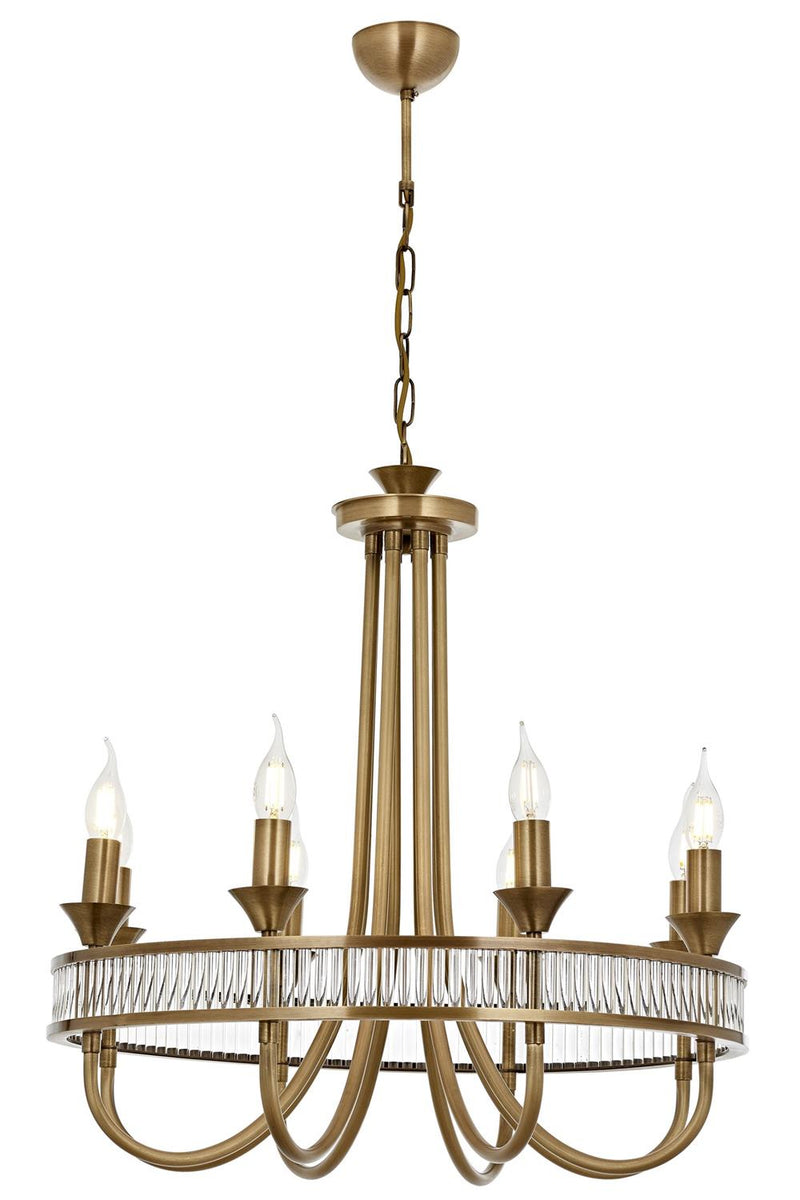 Lustră modernă Avonni Antic, 8x E14, Ø60 cm, metal eskitme și sticlă