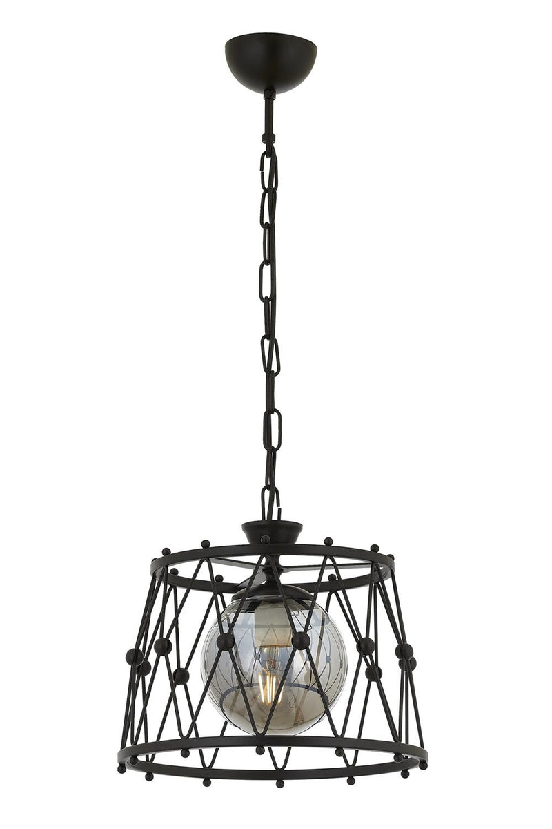 Lustră Avonni AV-1904-1BSY, vopsea neagră, , 1xE27, metal și sticlă, design vintage elegant