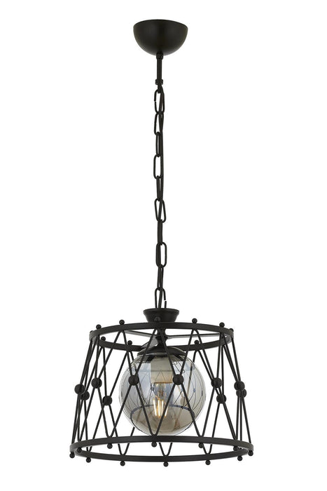 Lustră Avonni AV-1904-1BSY, vopsea neagră, , 1xE27, metal și sticlă, design vintage elegant