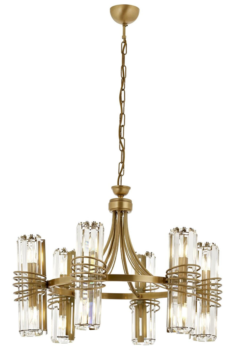Lustră Avonni AV-1906-6E, finisaj antichizat, Ø67 cm, 12xE14, metal și cristal, design vintage elegant