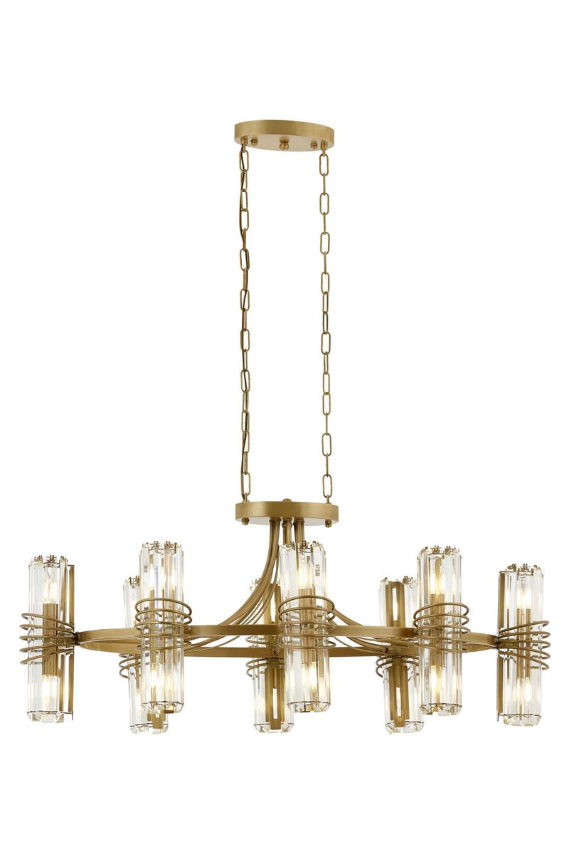 Lustră Avonni AV-1906-8E-YM, finisaj antichizat, , 16xE14, metal și cristal, design vintage elegant